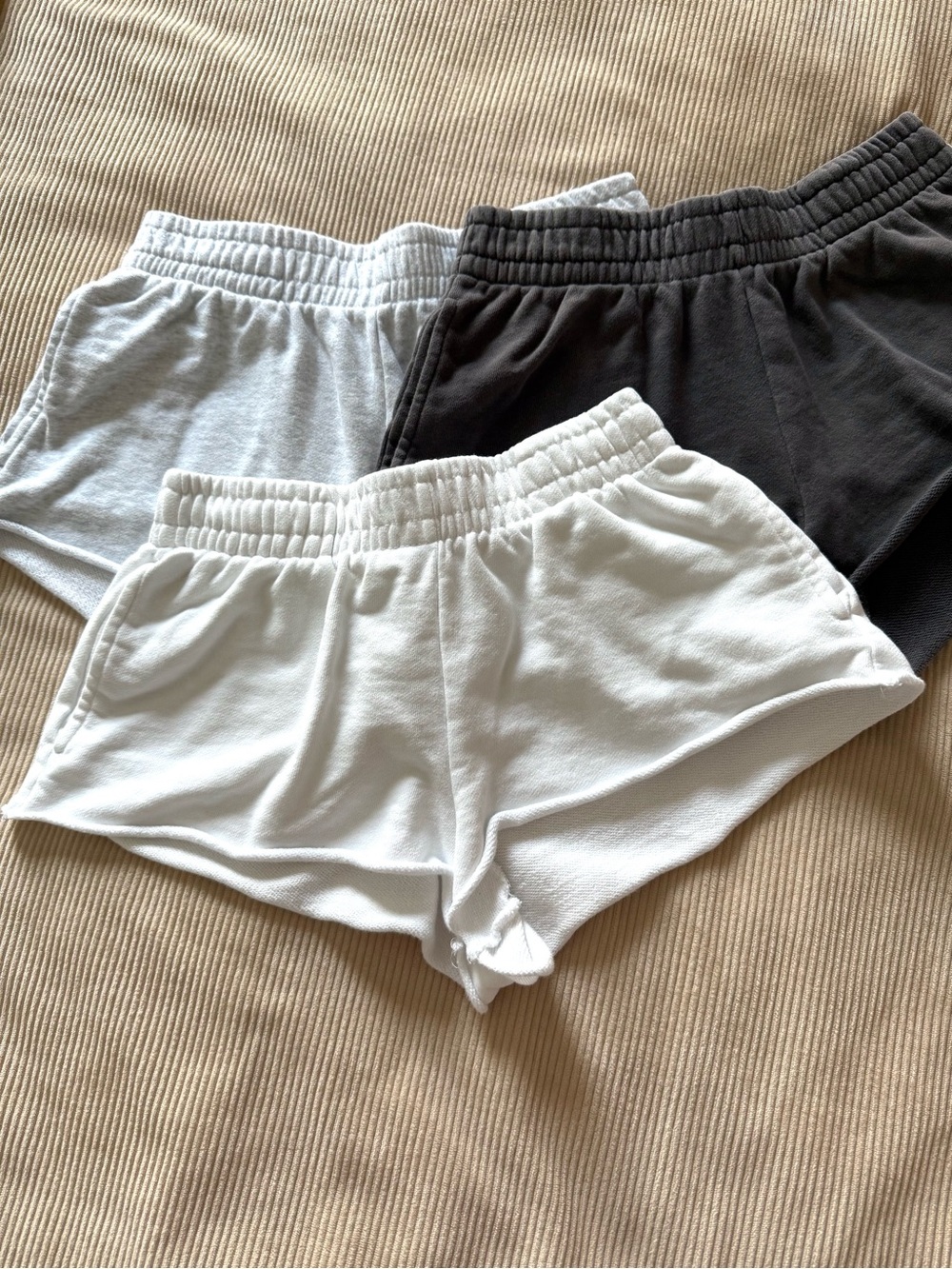Garage Soft Terry Low Rise Shorts Bundle of 3 Grey White 100% Cotton XS